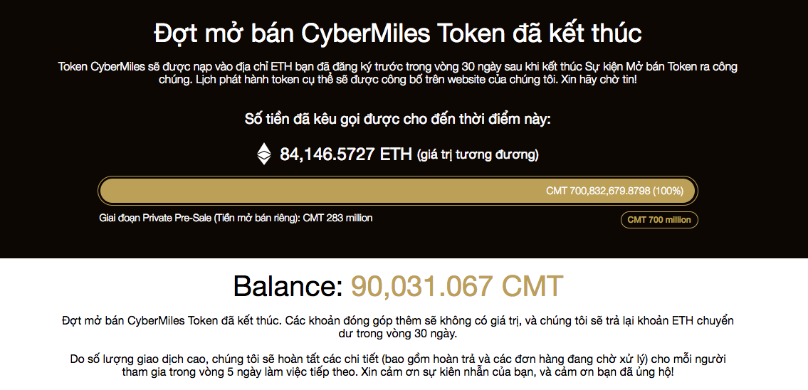 Kỉ lục ICO Token: 700 triệu CMT của CyberMiles Hình ảnh Kỉ lục ICO Token: 700 triệu CMT của CyberMiles